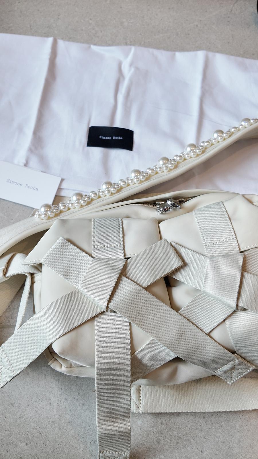 Simone Rocha Off-White Beaded Classic Bow Crossbody Bag
