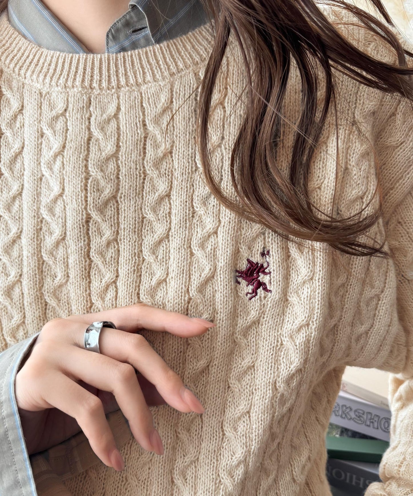 麻花刺繡logo冷衫