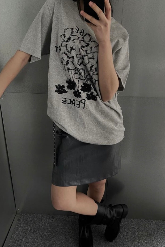 KR 花花塗鴉BE PEACE tee