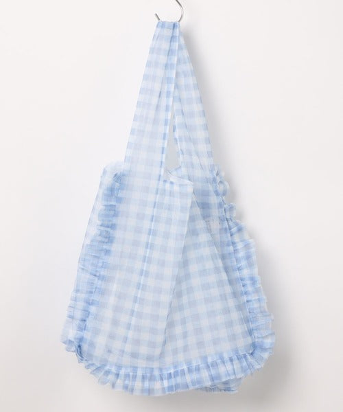 透明感方格Ruffle雙面Totebag