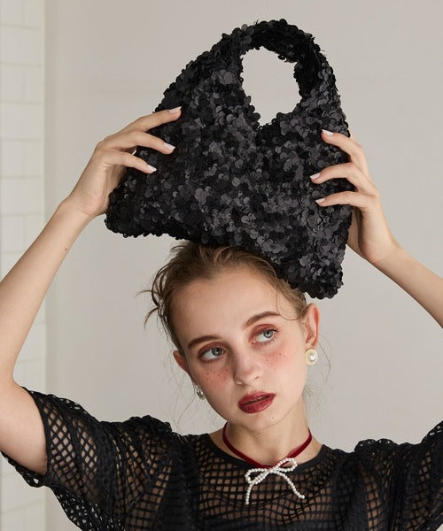 BONLECILL noir two way glitter bag
