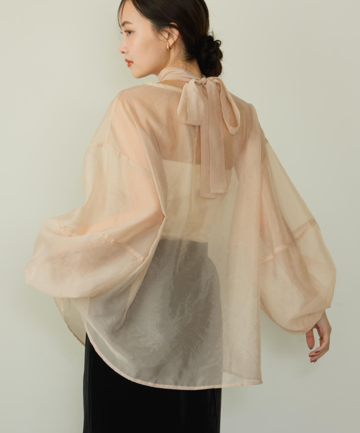 Hinari ribbon sheer blouse