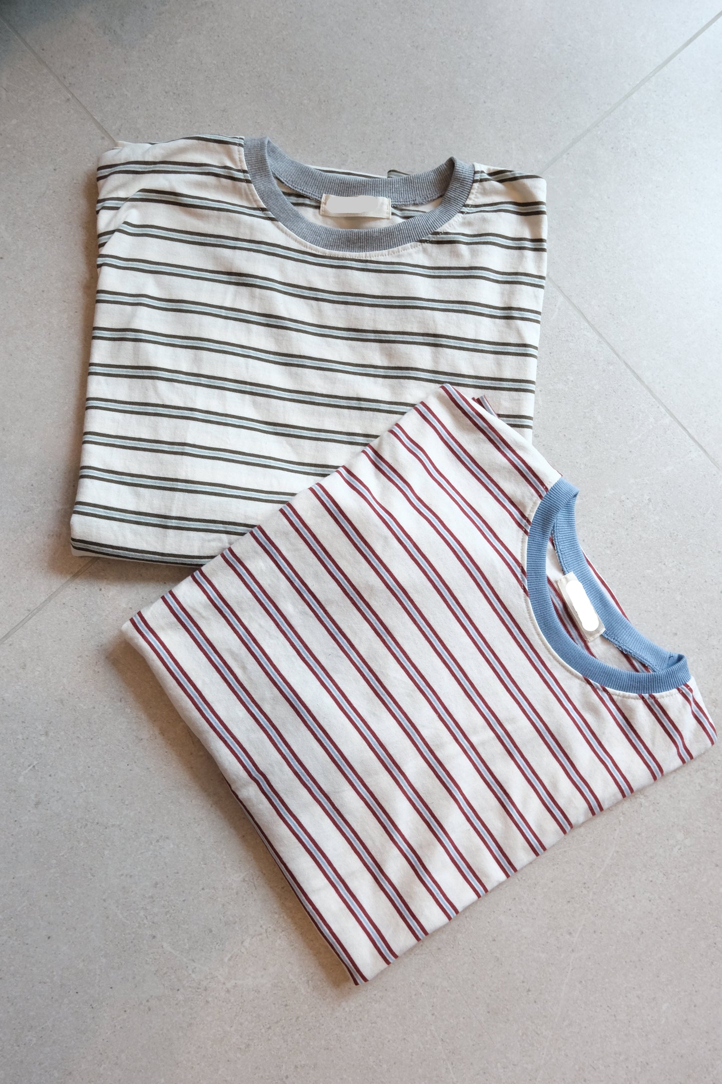 KR 拼色橫紋寬版TEE