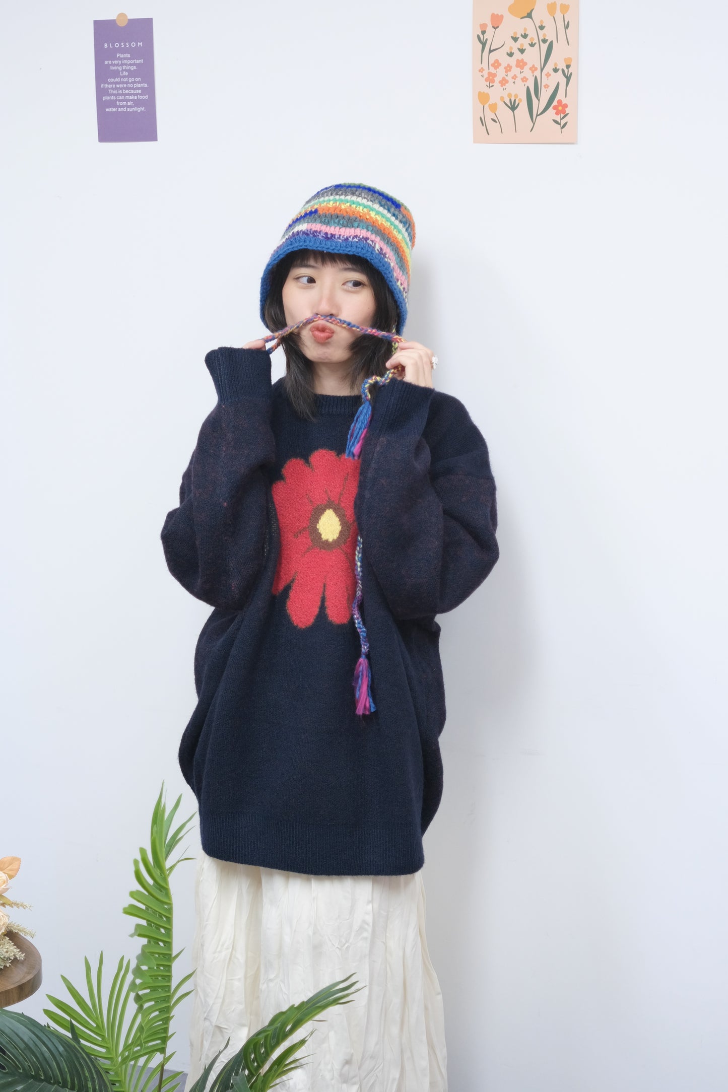 KR unisex flower knit pullover