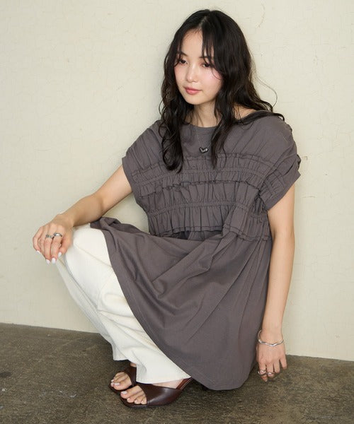 JP 純棉天竺TWO WAY RUFFLE TOP