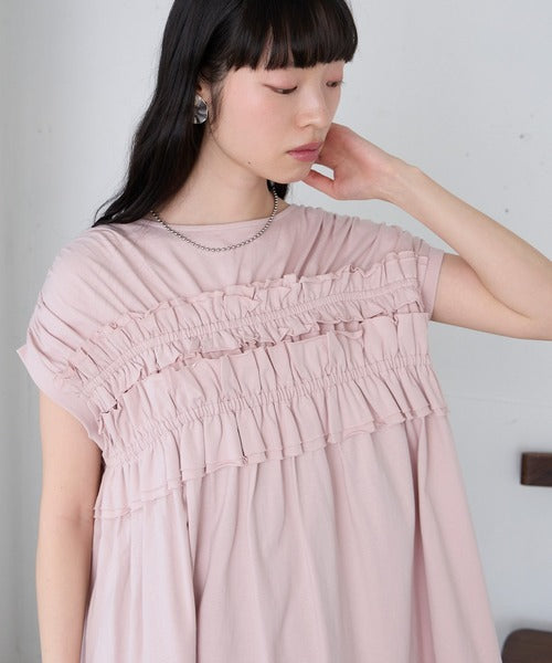 JP 純棉天竺TWO WAY RUFFLE TOP