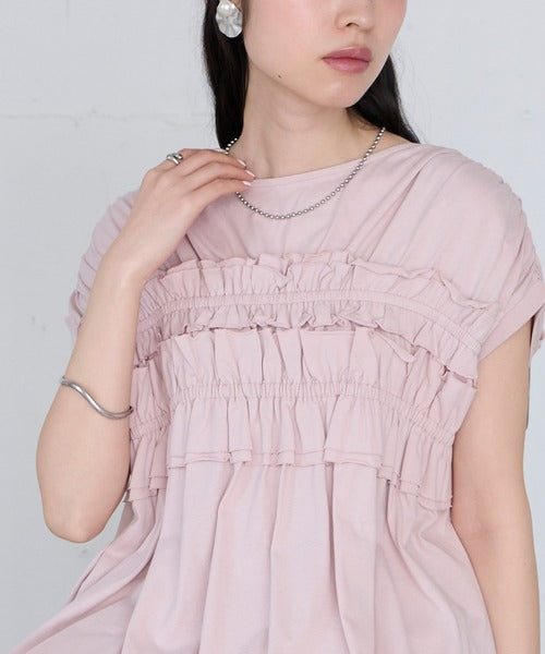 JP 純棉天竺TWO WAY RUFFLE TOP