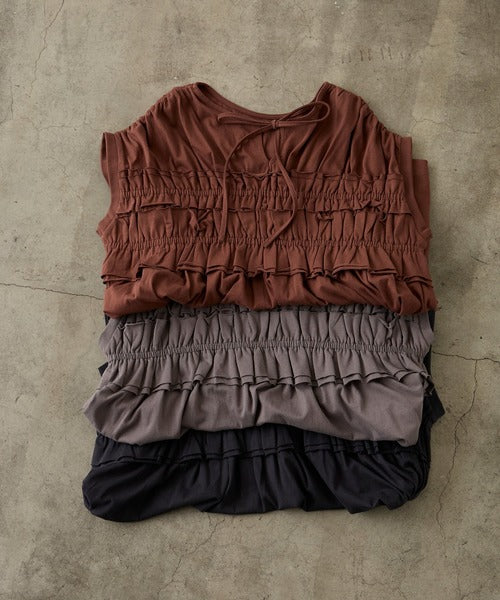 JP 純棉天竺TWO WAY RUFFLE TOP