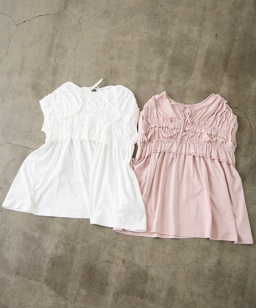 JP 純棉天竺TWO WAY RUFFLE TOP