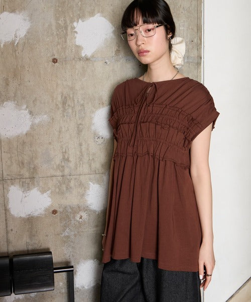 JP 純棉天竺TWO WAY RUFFLE TOP