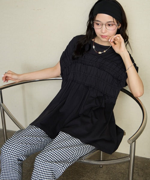 JP 純棉天竺TWO WAY RUFFLE TOP