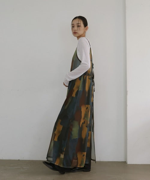 JP 2WAY水彩印花薄紗長吊帶OPS