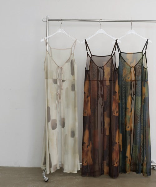 JP 2WAY水彩印花薄紗長吊帶OPS