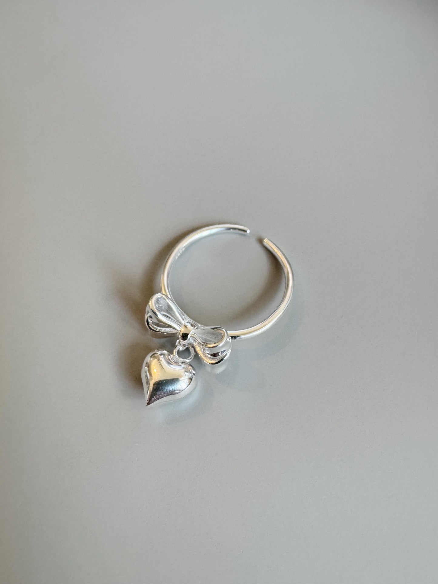 KR silver 925 ribbon with heart ring