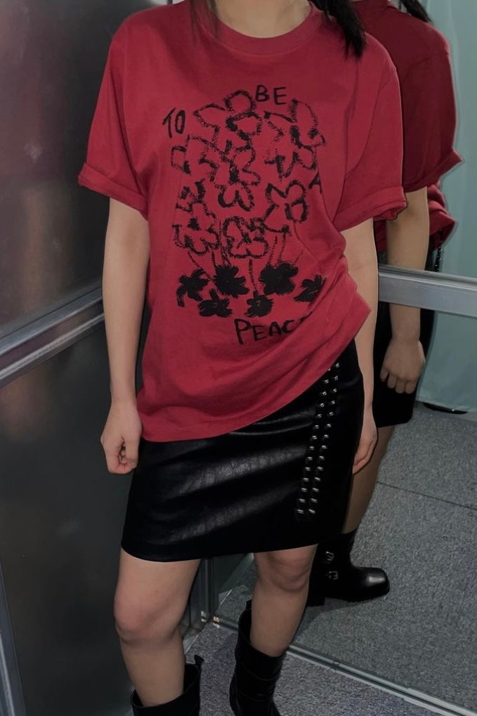 KR 花花塗鴉BE PEACE tee