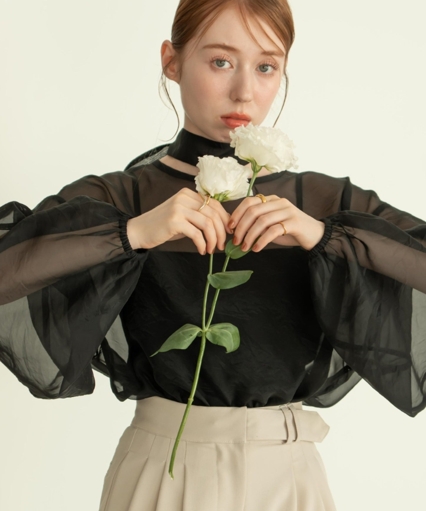 Hinari ribbon sheer blouse