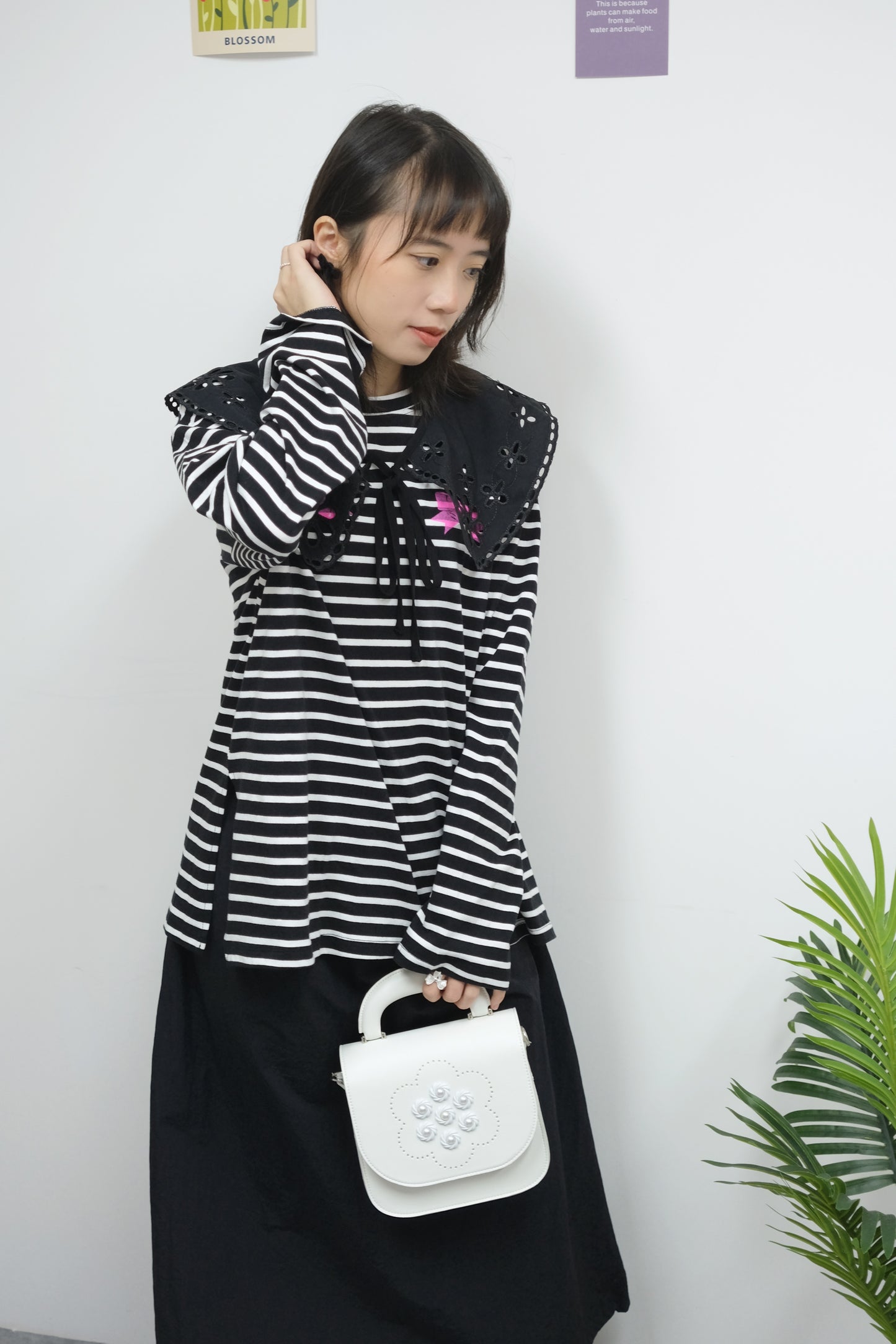 KR ribbon stripes long tee