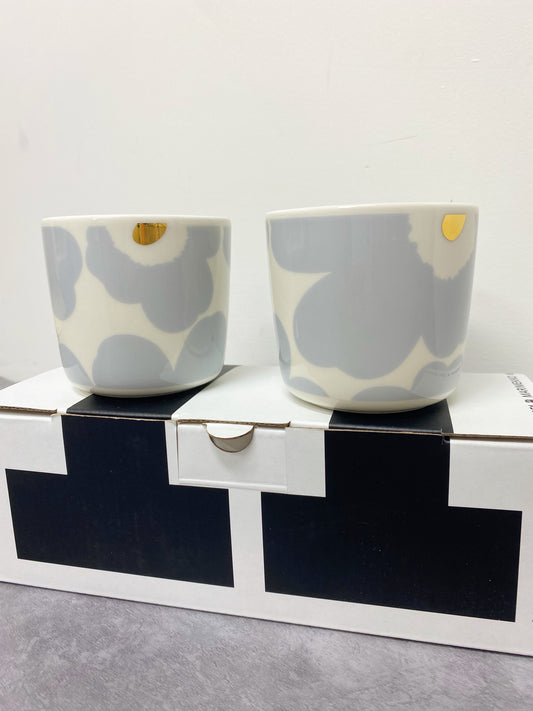 Marimekko Unikko oiva cup x 2 (Light grey x Gold)