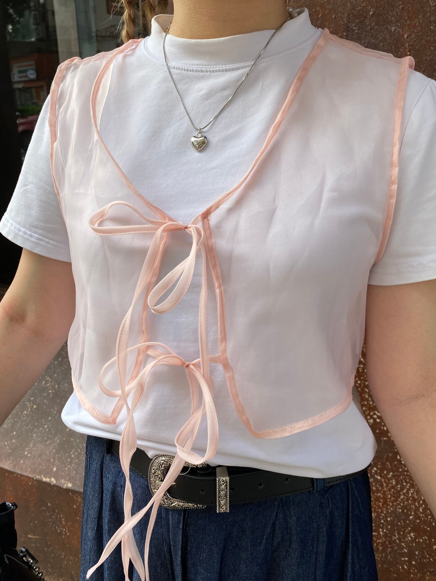 KR sheer ribbon vest