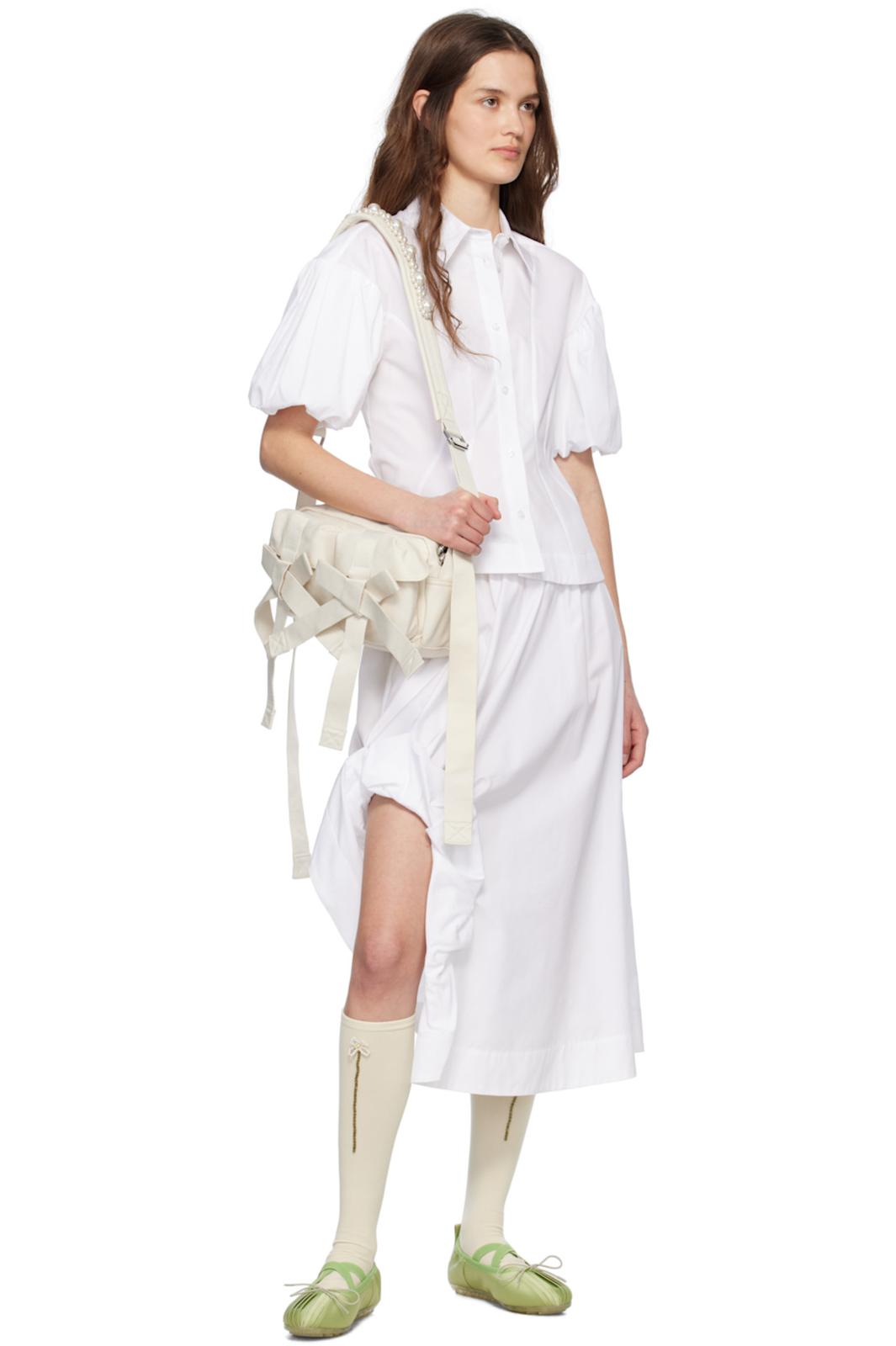Simone Rocha Off-White Beaded Classic Bow Crossbody Bag