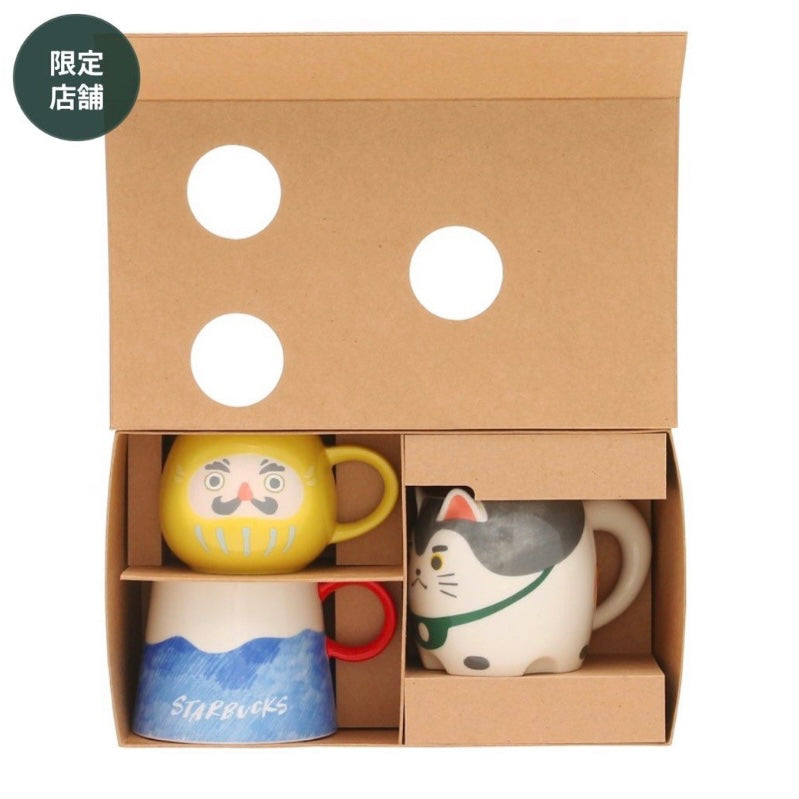 日本限定 Starbucks緣起物富士山 Ceramic mug set