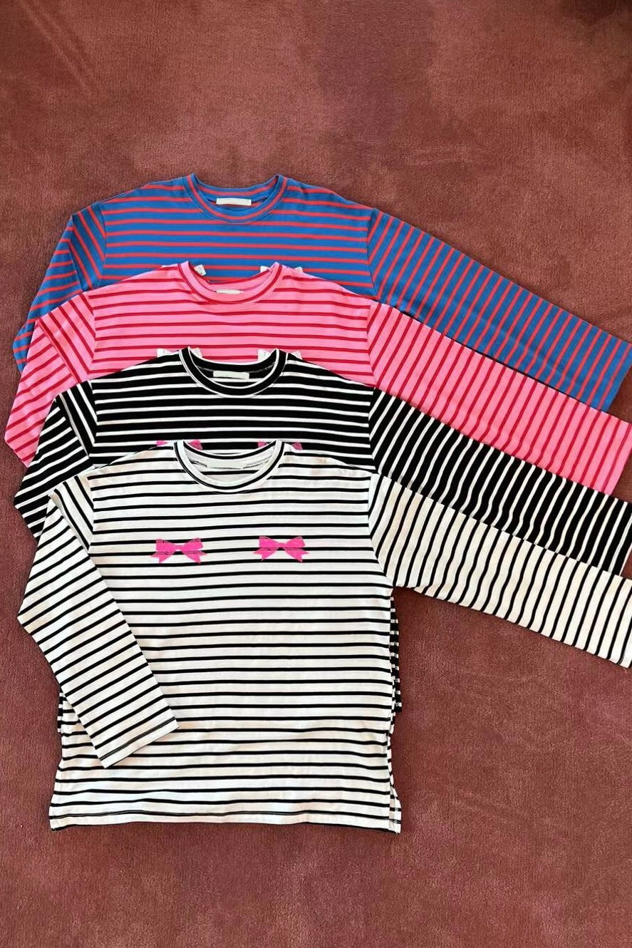 KR ribbon stripes long tee