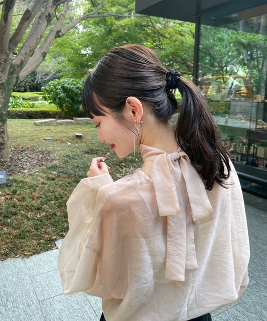 Hinari ribbon sheer blouse