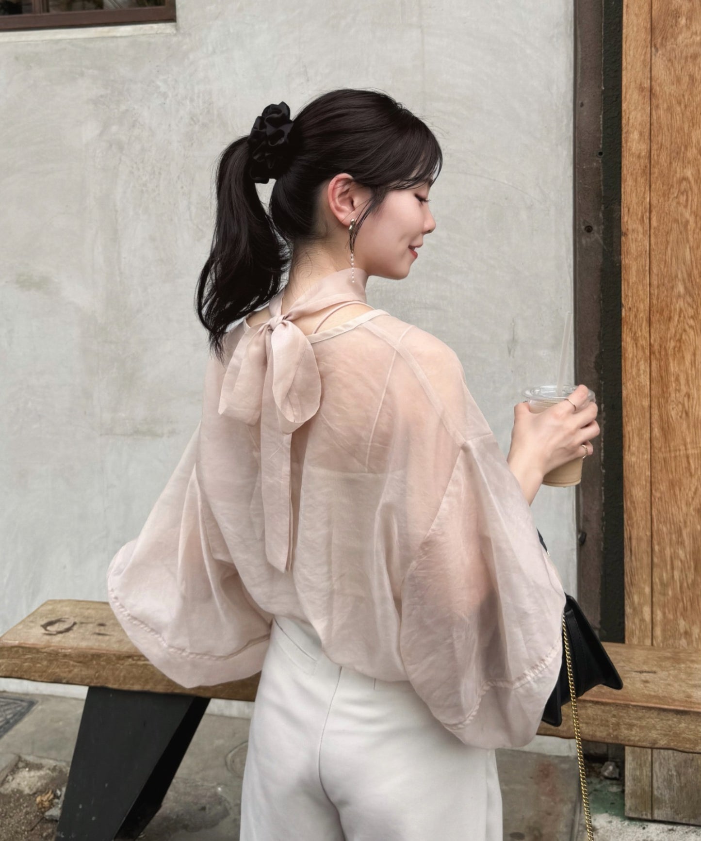 Hinari ribbon sheer blouse