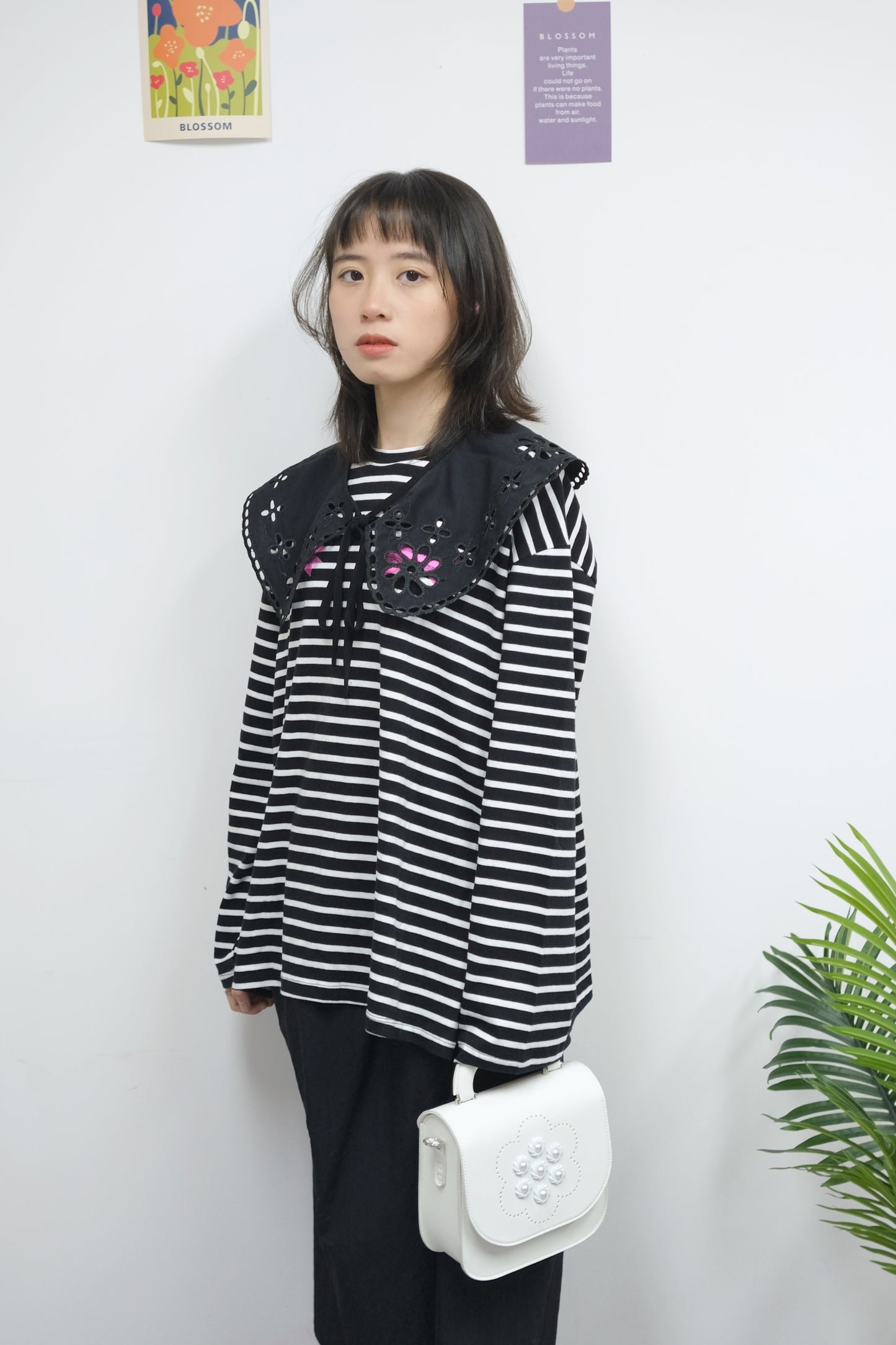 KR ribbon stripes long tee