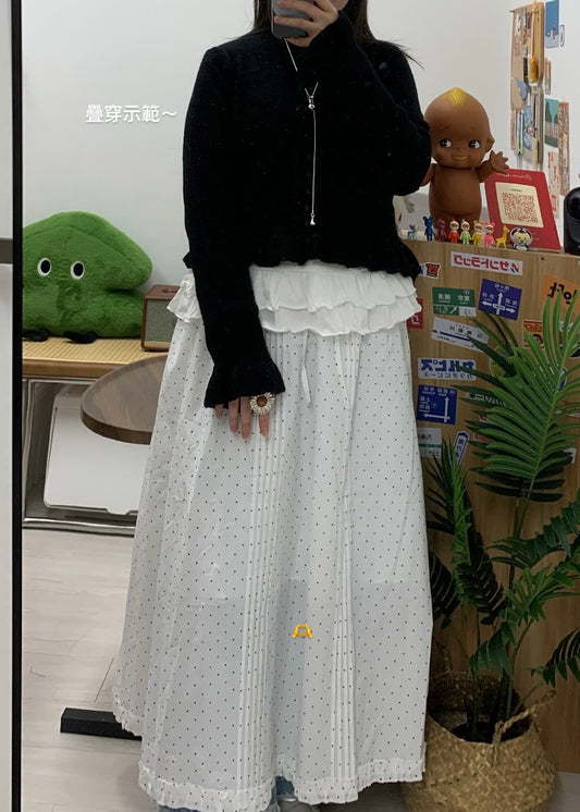 KR 百褶邊波點半裙