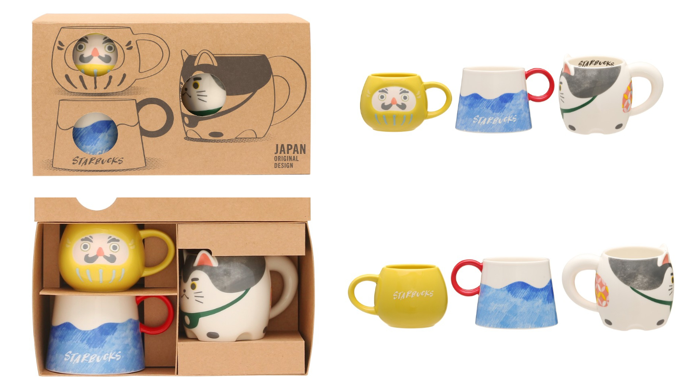 日本限定 Starbucks緣起物富士山 Ceramic mug set