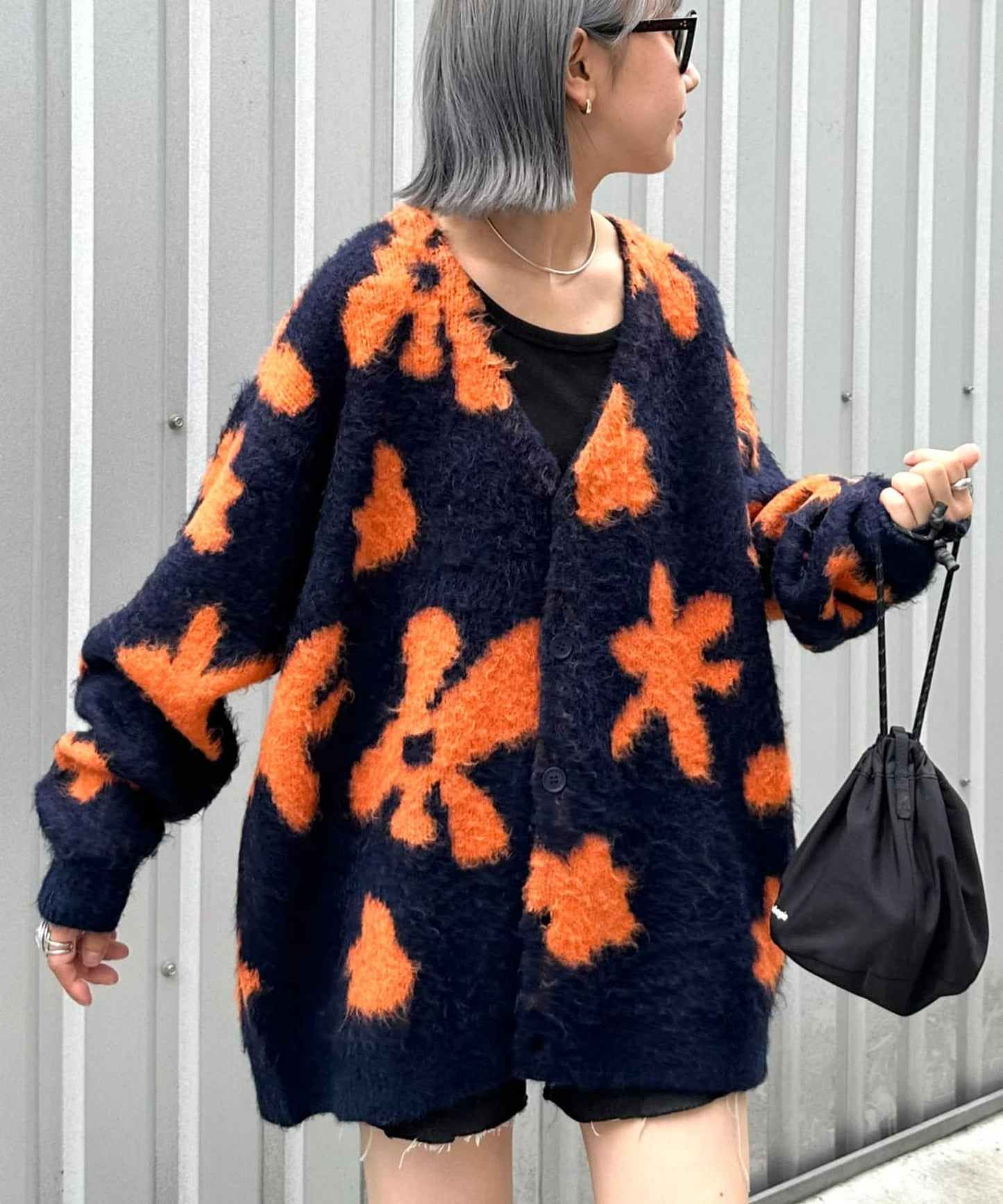 Mixed color flower cardigan