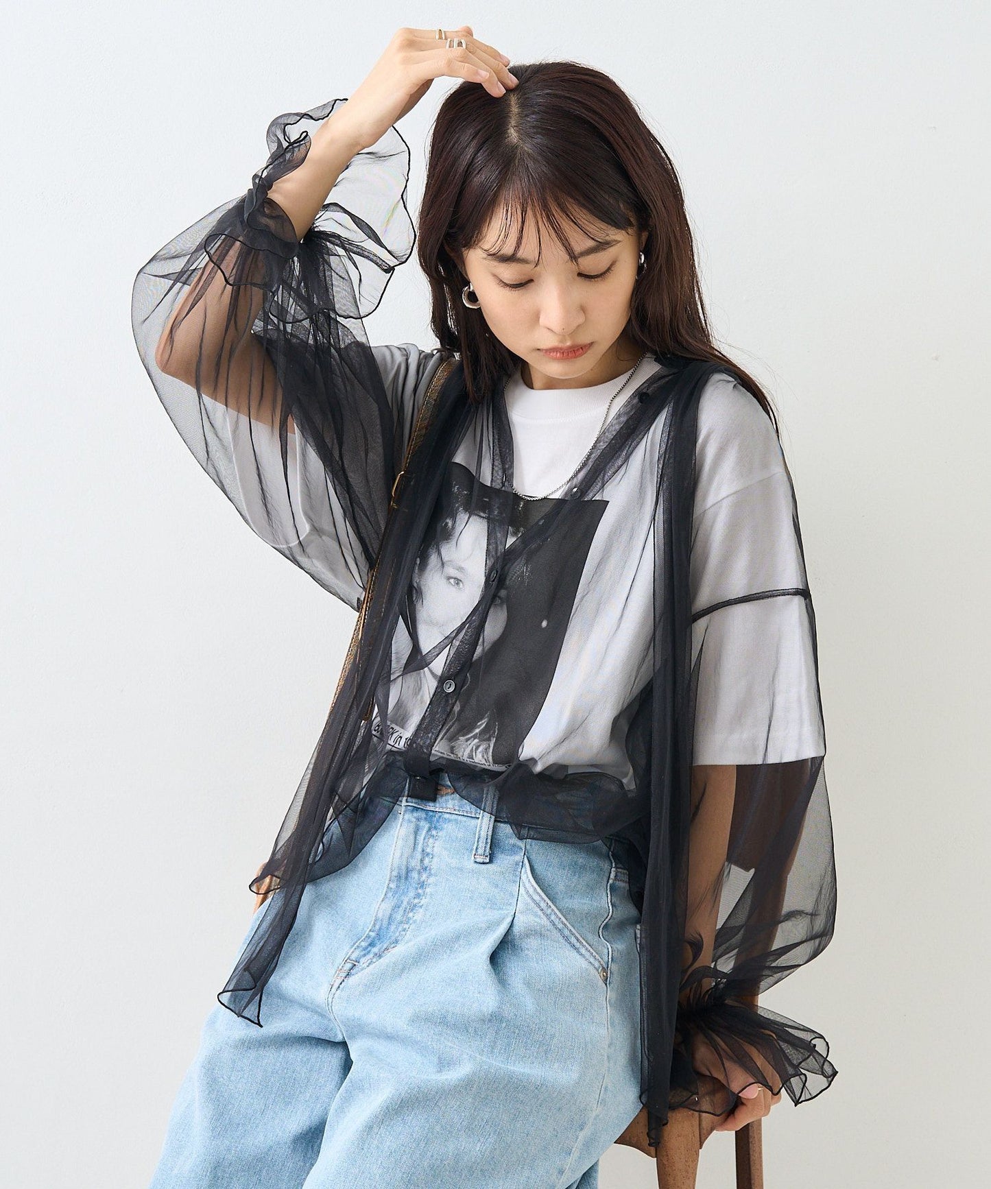 Freak’s store 薄紗ribbon shirt