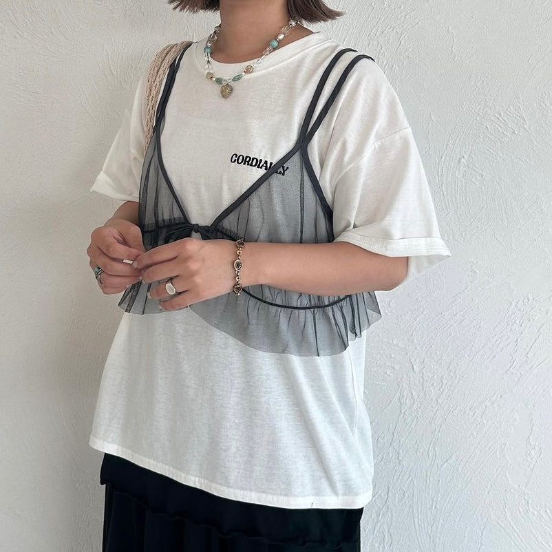 平價版薄紗ribbon vest